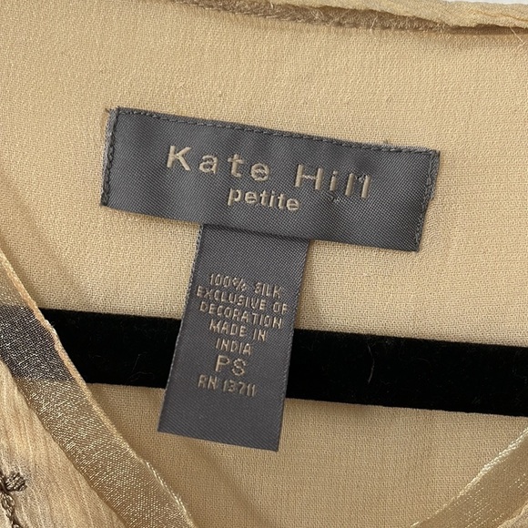 NWT Kate Hill Petites Moroccan Dreams Cream Silk Embroidered V Neck Blouse - Picture 3 of 7
